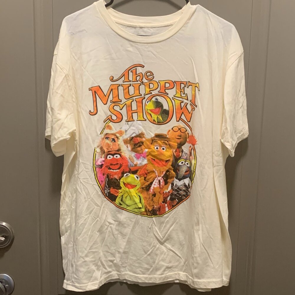 Disney The Muppets Men's Cream The Muppet Show Logo Graphic T-Shirt Size XL EUC